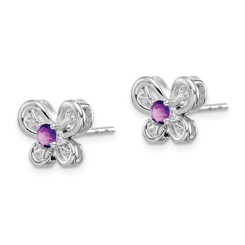 Sterling Silver Rhodium-plated Amethyst Earrings