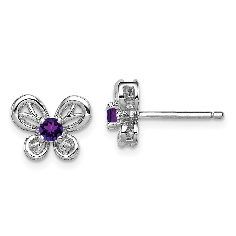 Sterling Silver Rhodium-plated Amethyst Earrings