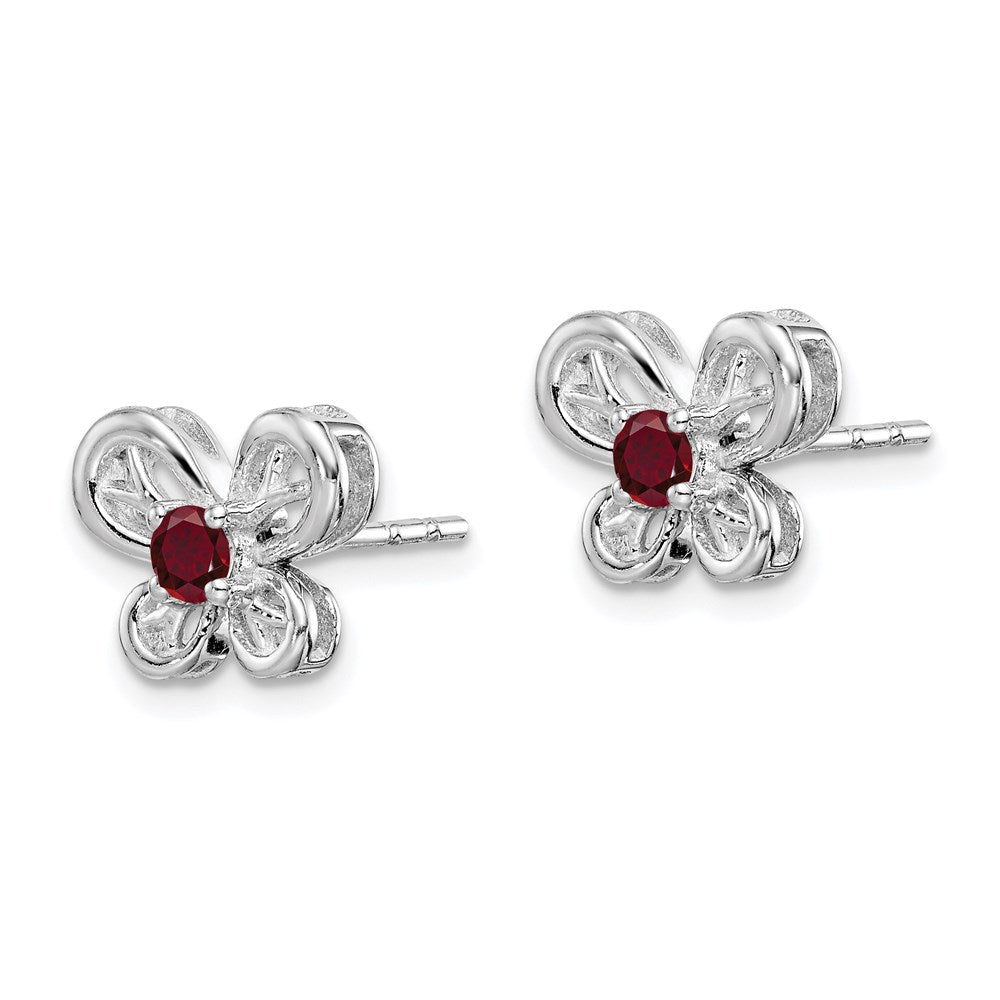 Sterling Silver Rhodium-plated Created Ruby Earrings