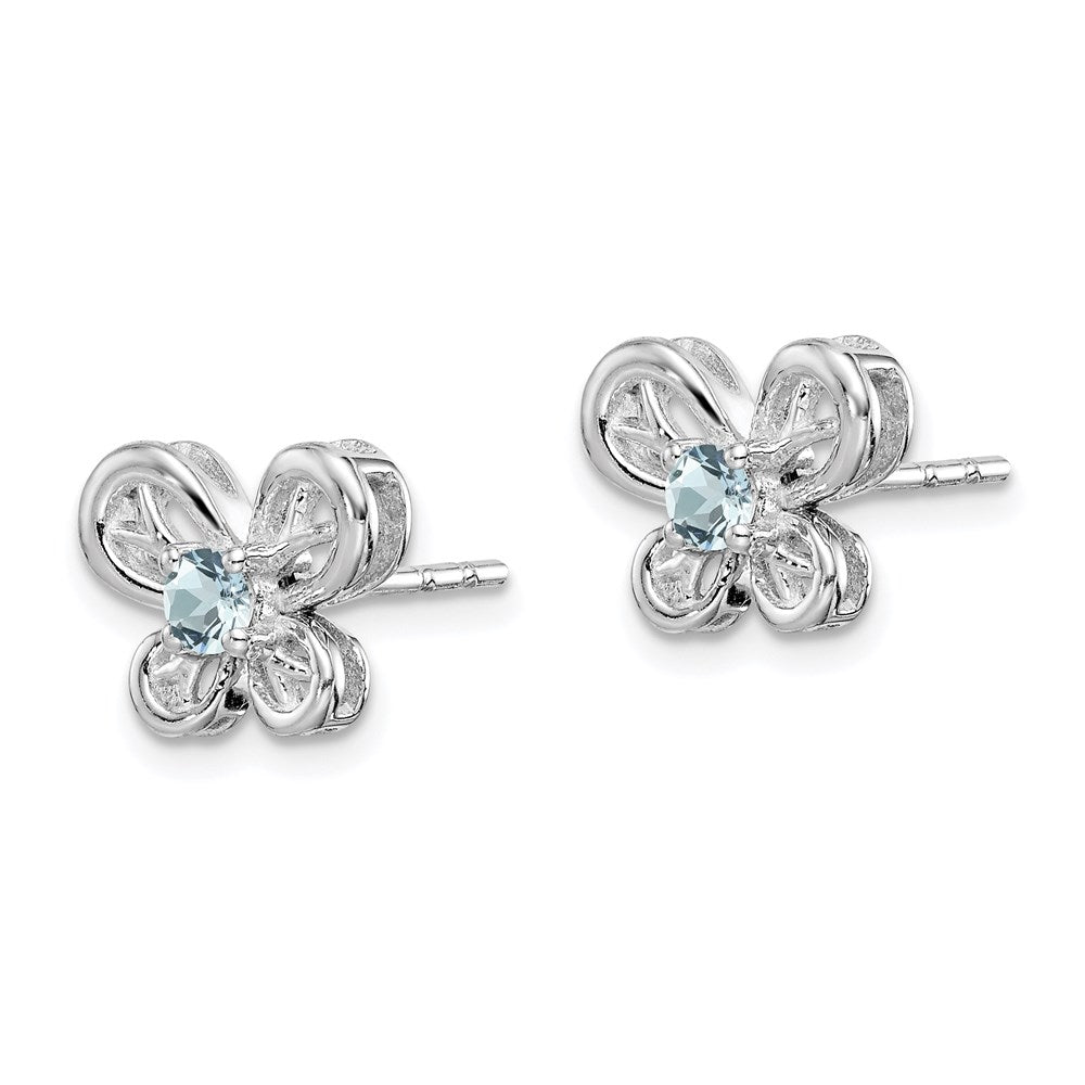 Sterling Silver Rhodium-plated Aquamarine Earrings