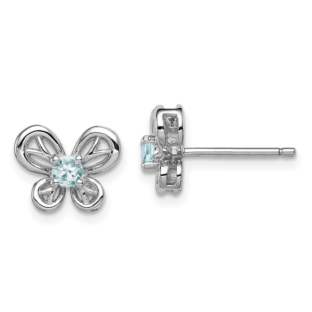 Sterling Silver Rhodium-plated Aquamarine Earrings