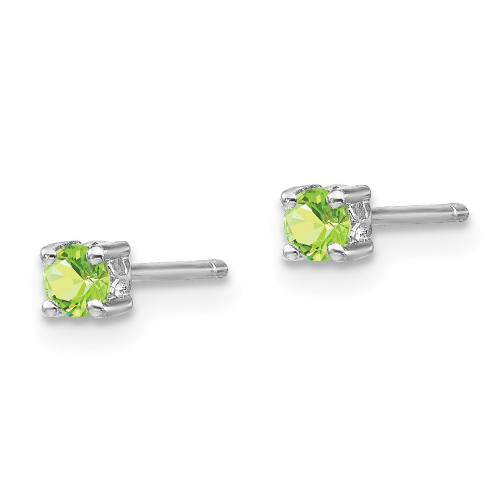 Sterling Silver Rhodium-plated Round Peridot Post Earrings