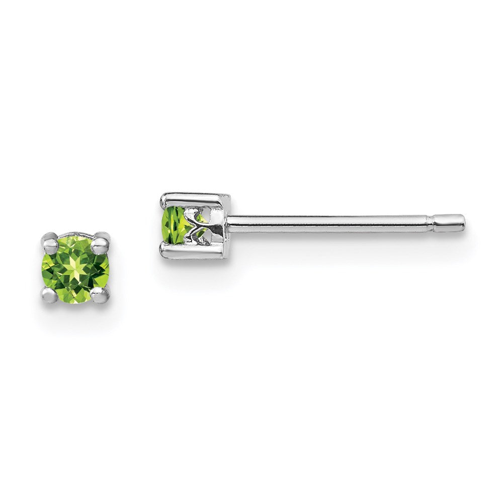 Sterling Silver Rhodium-plated Round Peridot Post Earrings