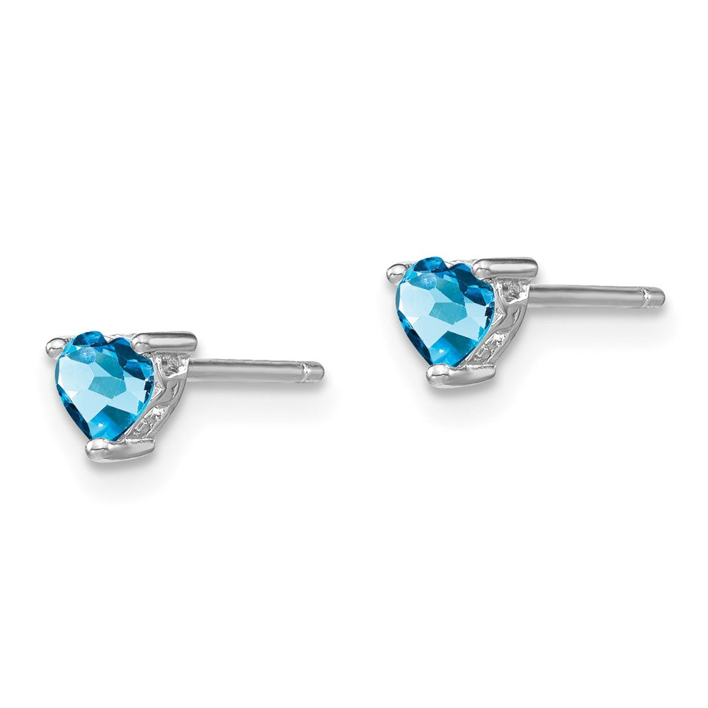 Sterling Silver Rhod-pltd Heart Swiss Blue Topaz Post Earrings