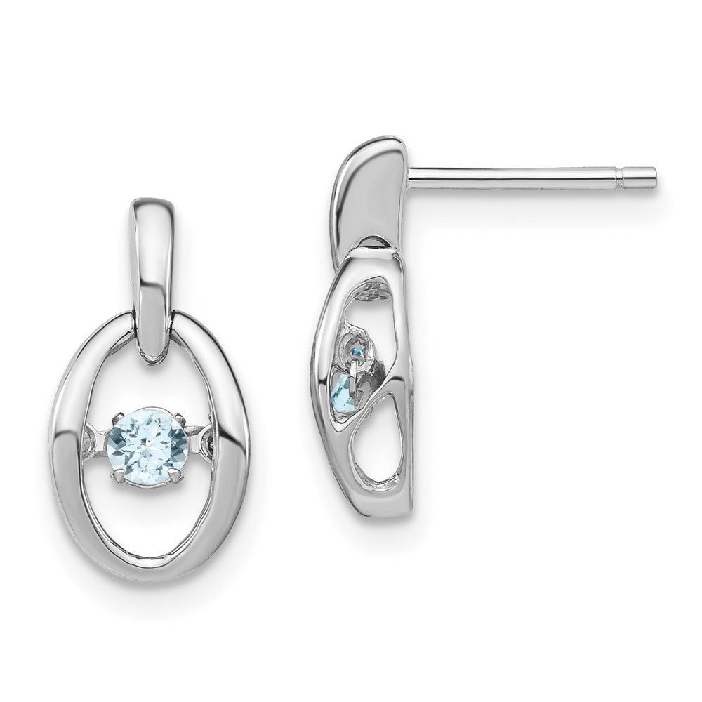 Sterling Silver Rhodium Aquamarine Birthstone Vibrant Earrings