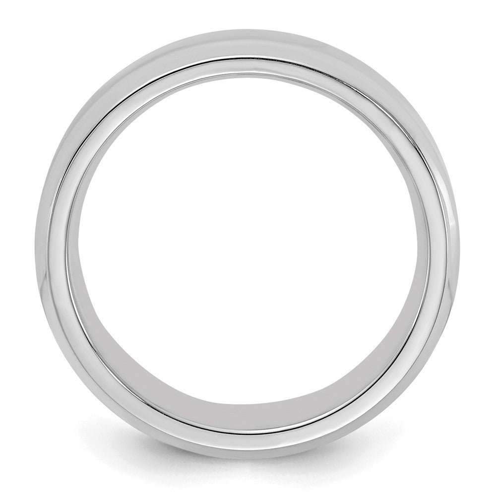 Sterling Silver Rhodium-plated Bevel Edge Size 10.5 Band