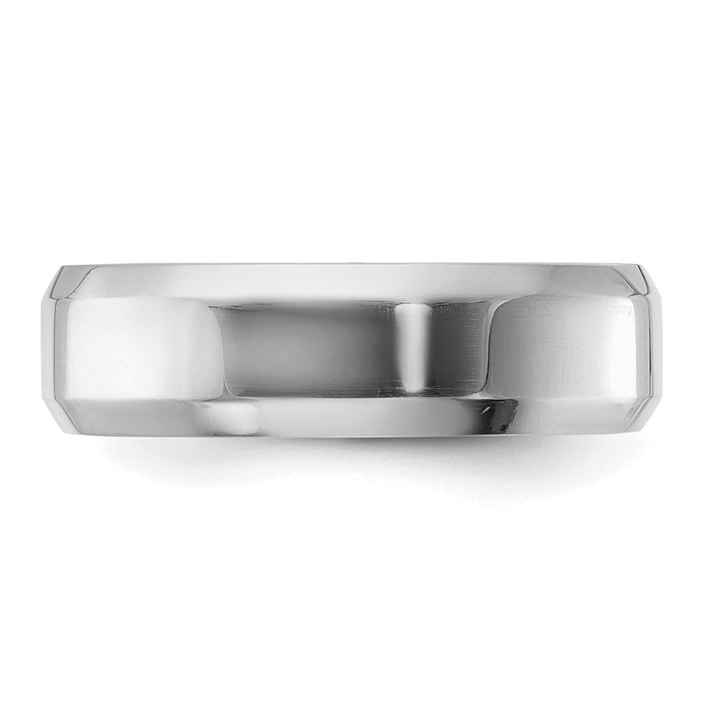 Sterling Silver Rhodium-plated Bevel Edge Size 9.5 Band