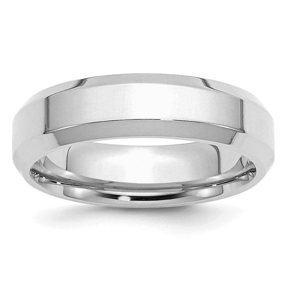 Sterling Silver Rhodium-plated Bevel Edge Size 5.5 Band