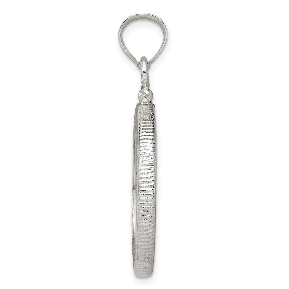 Wideband Distinguished Coin Jewelry Sterling Silver Polished 24.1 x $0.25 Screw Top Coin Bezel Pendant