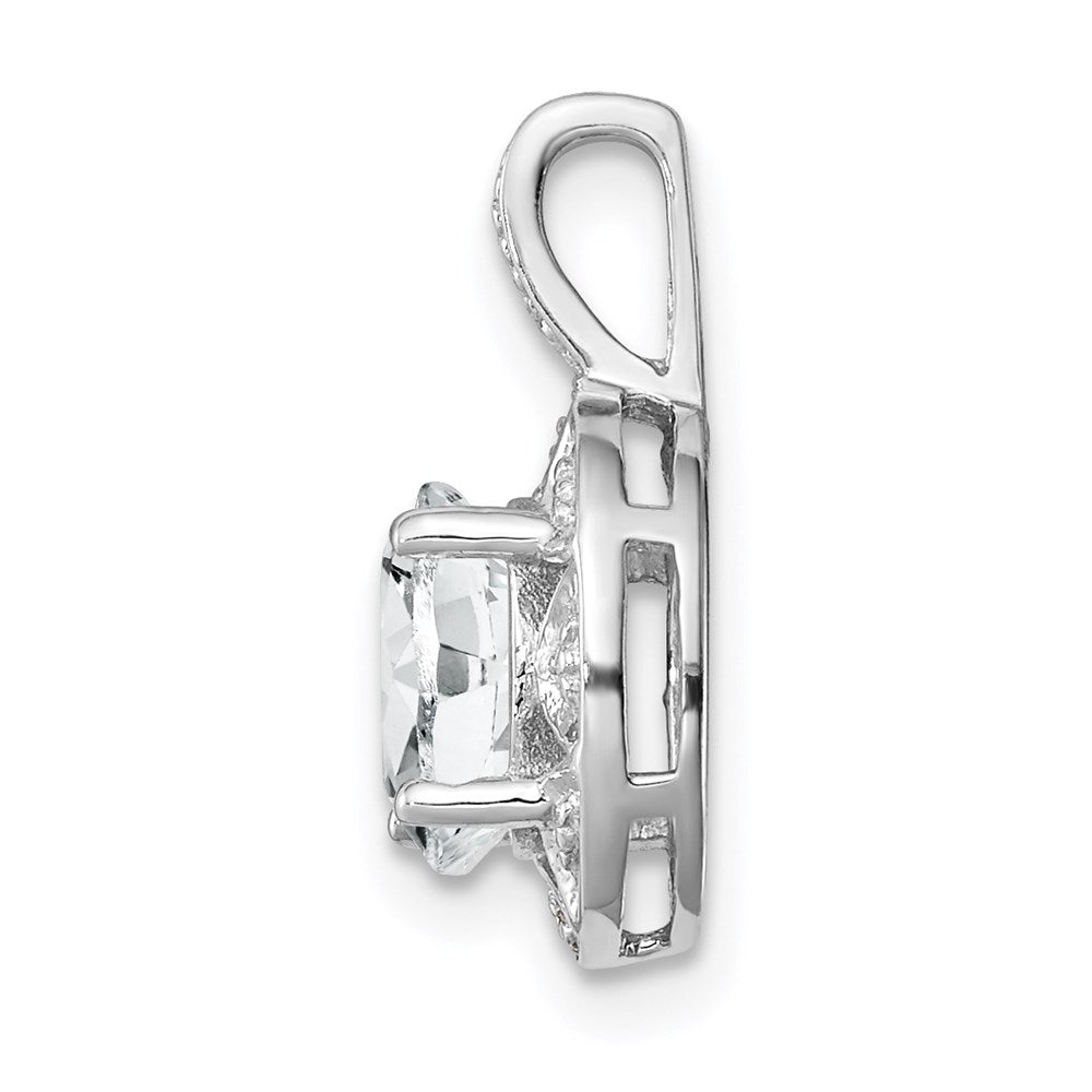 Sterling Silver Rhodium-plated Diam. & White Topaz Pendant