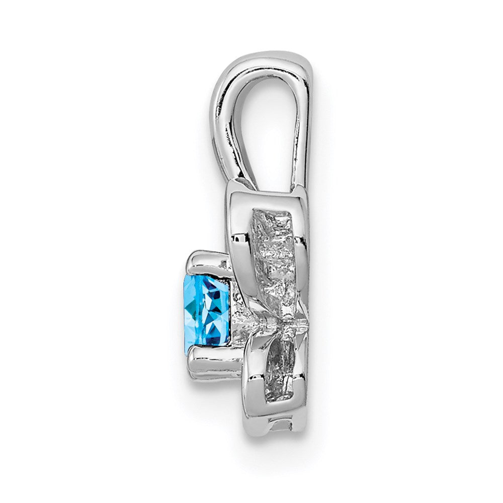 Sterling Silver Rhodium-plated Light Swiss Blue Topaz Pendant