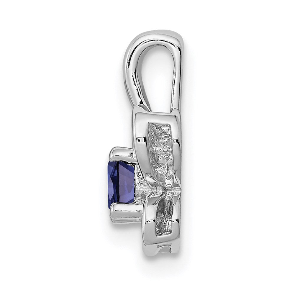 Sterling Silver Rhodium-plated Created Sapphire Pendant