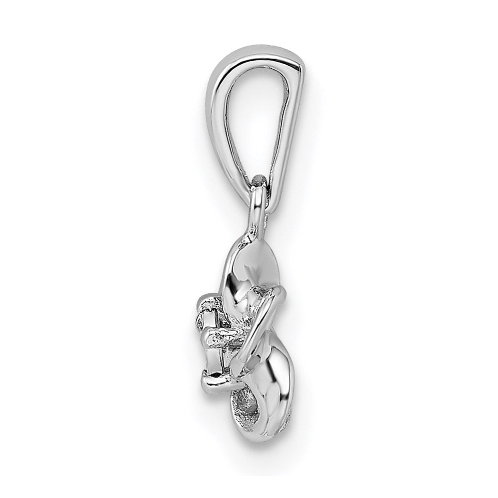 Sterling Silver Rhodium-plated Floral Diamond Dainty Pendant