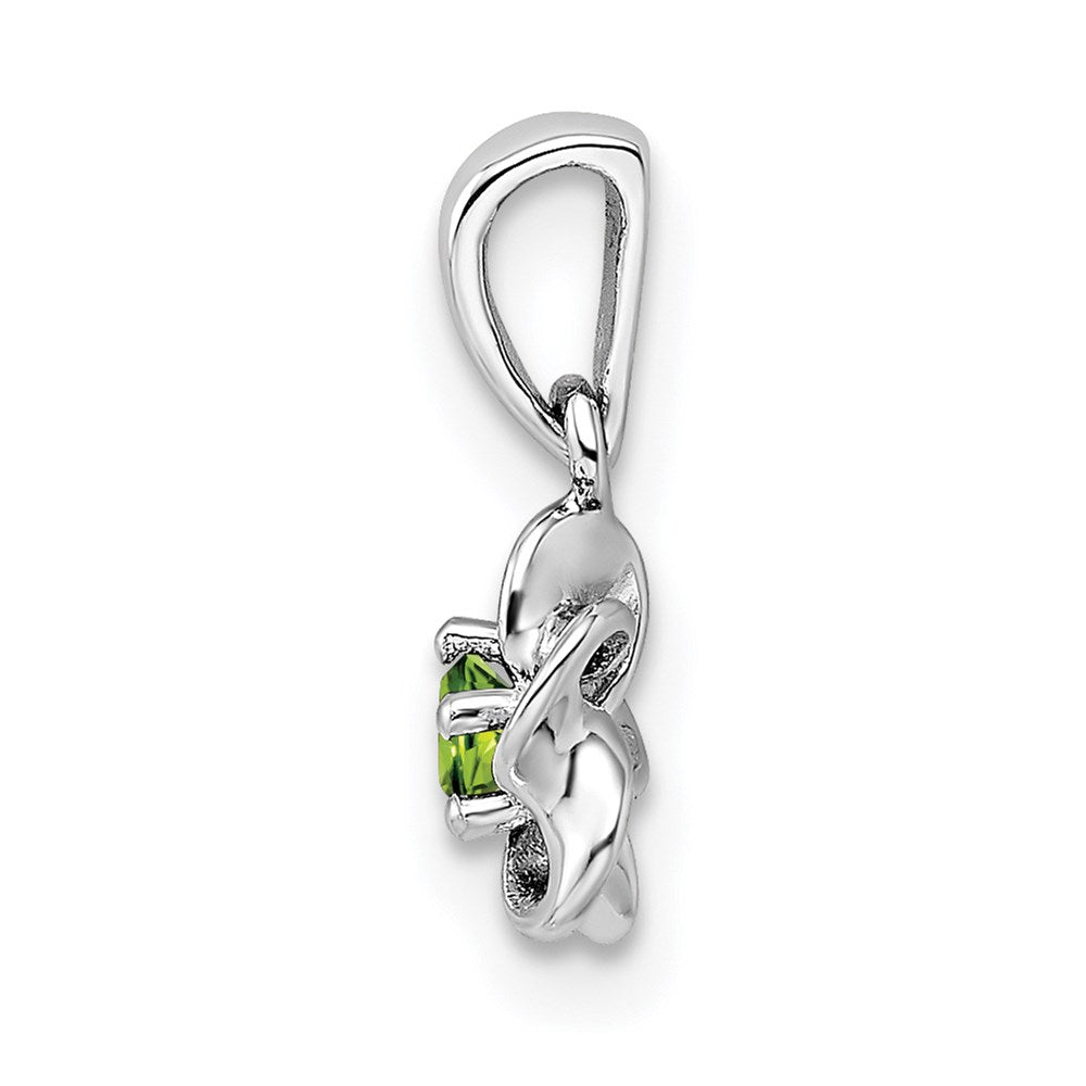Sterling Silver Rhodium-plated Floral Peridot Petite Pendant