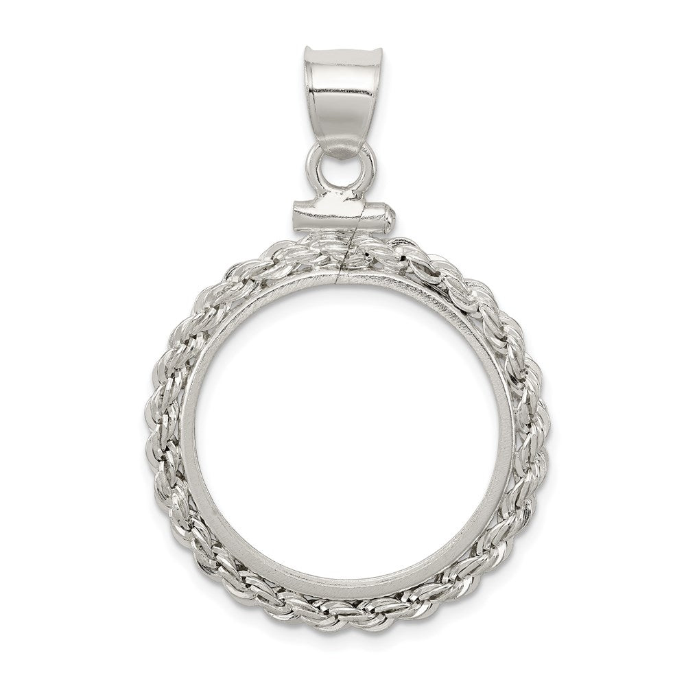 Wideband Distinguished Coin Jewelry Sterling Silver Polished Rope 21.1 x $0.05 Screw Top Coin Bezel Pendant
