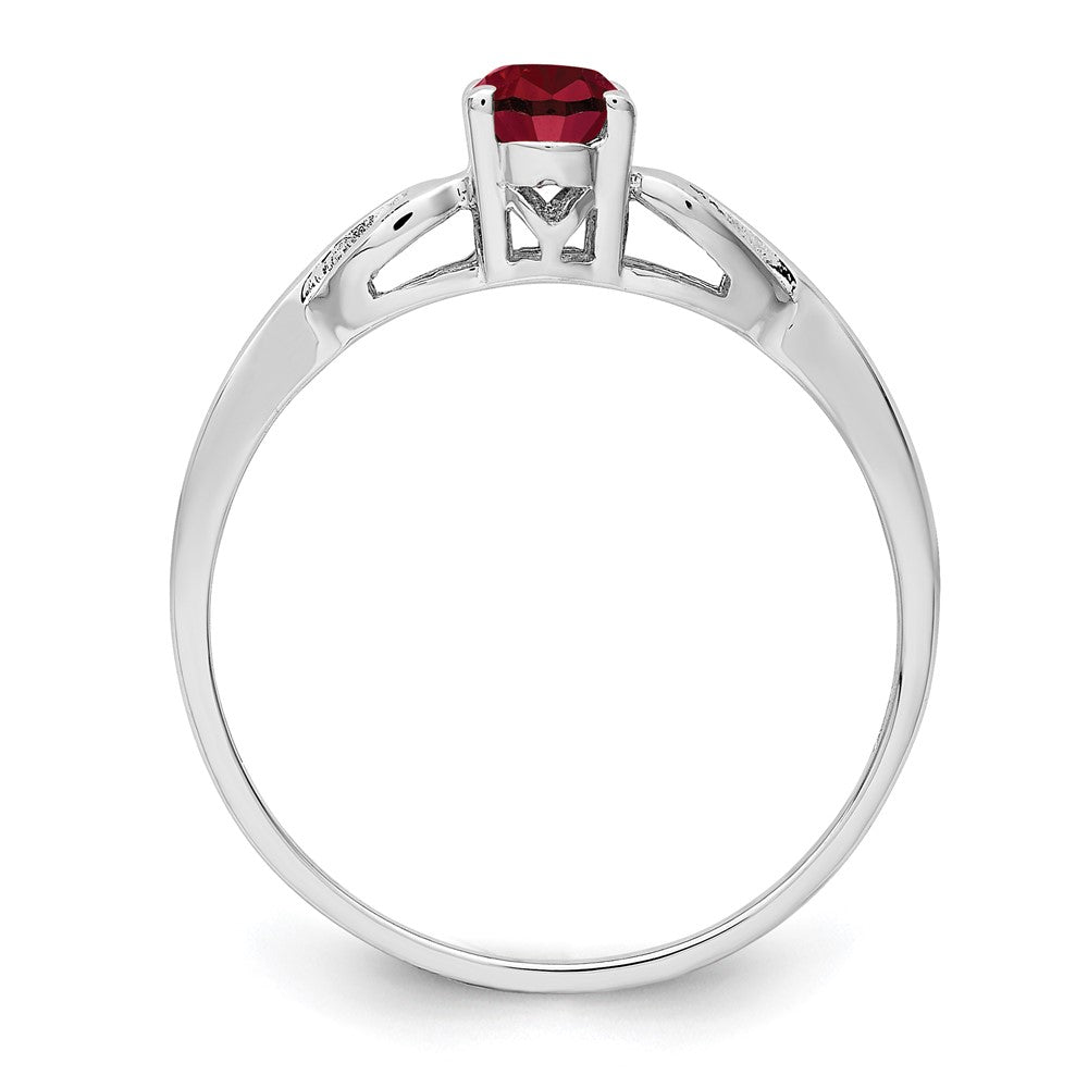 Sterling Silver Rhodium-plated Created Ruby Ring