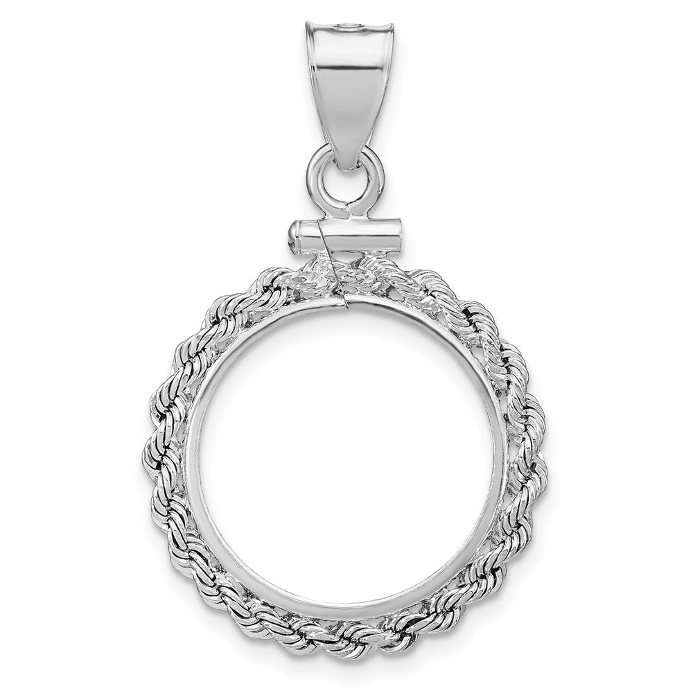Wideband Distinguished Coin Jewelry Sterling Silver Polished Rope 18 x $0.10 Screw Top Coin Bezel Pendant