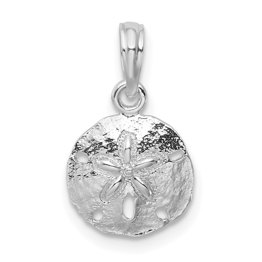 De-Ani Sterling Silver Rhodium-Plated Polished and Textured Small Sand Dollar Pendant