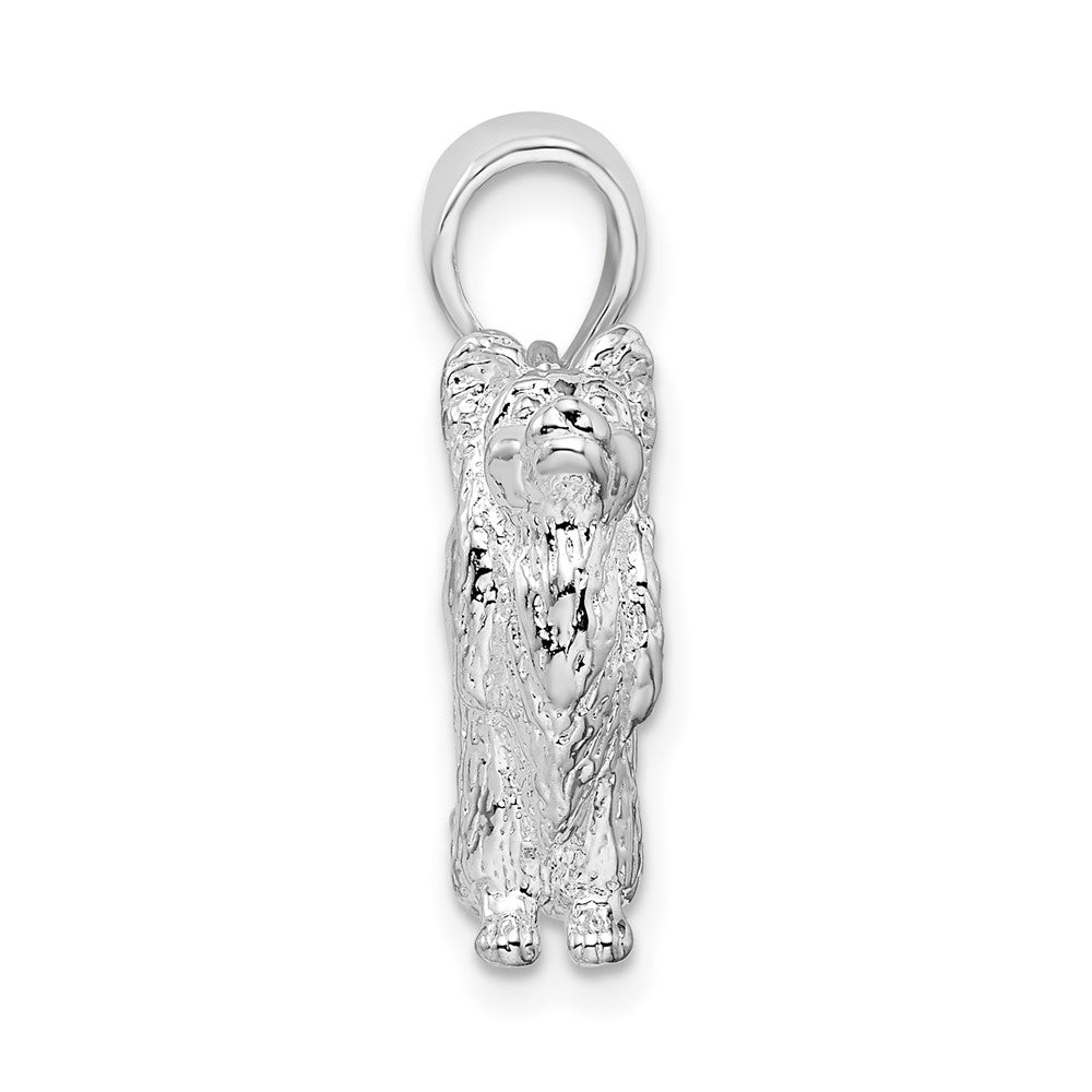 De-Ani Sterling Silver Rhodium-Plated Textured 3D Papillon Dog Pendant