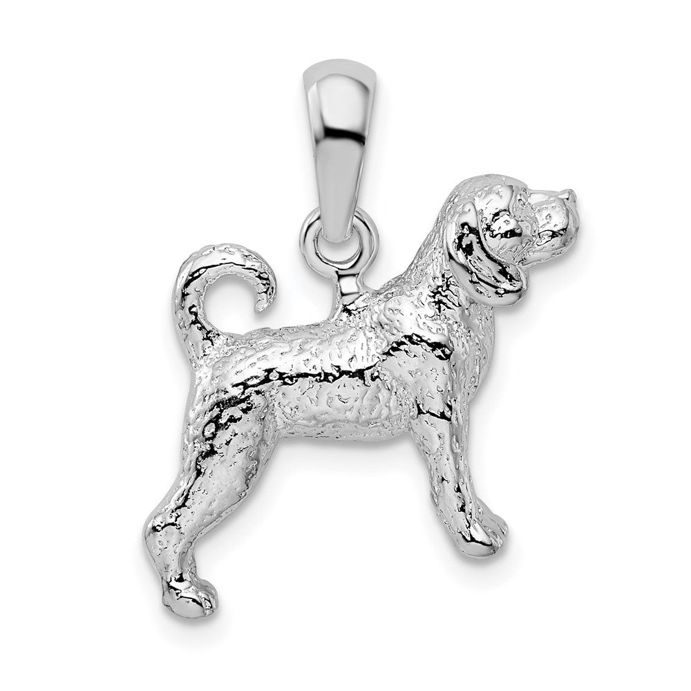 De-Ani Sterling Silver Rhodium-Plated Textured 3D Beagle Pendant