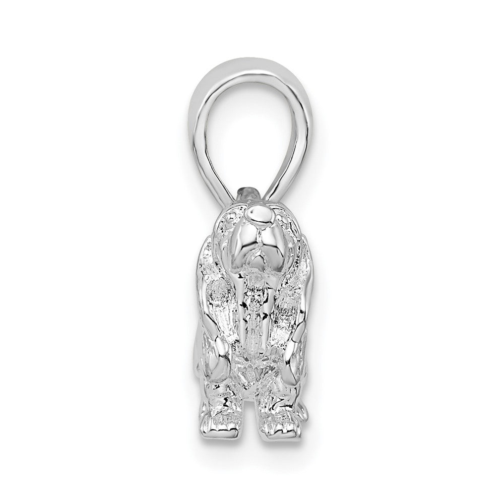 De-Ani Sterling Silver Rhodium-Plated Textured 3D Basset Hound Pendant