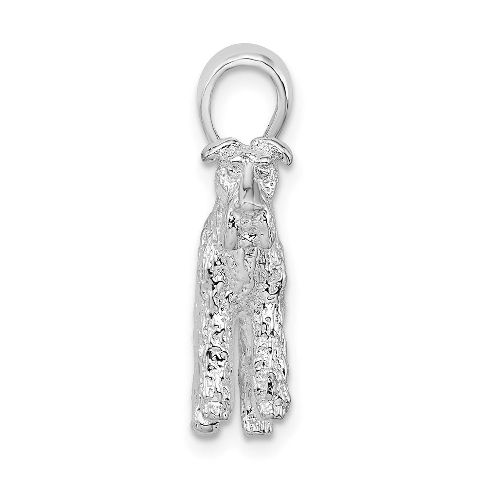 De-Ani Sterling Silver Rhodium-Plated Textured 3D Wire Fox Terrier Pendant