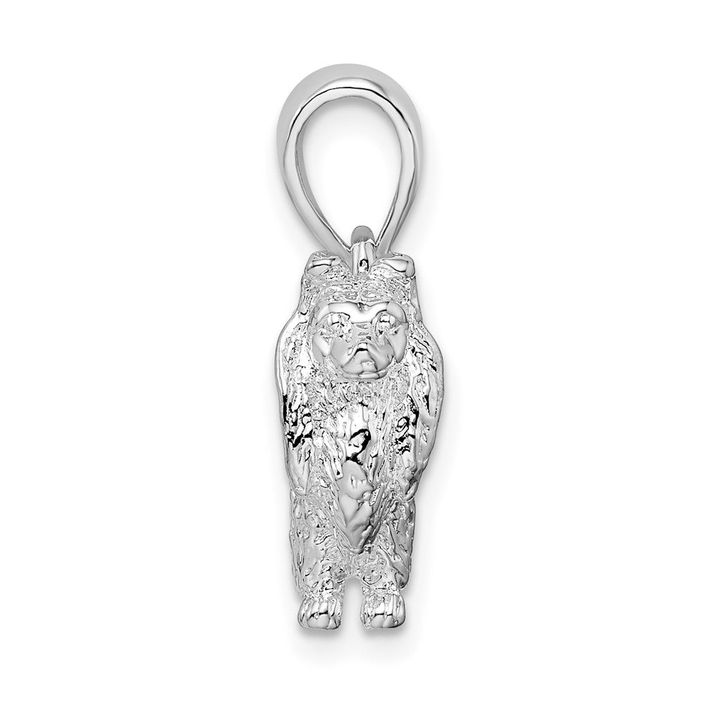 De-Ani Sterling Silver Rhodium-Plated Textured 3D Shetland Sheepdog Pendant