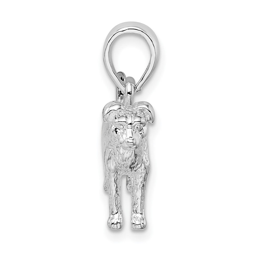 De-Ani Sterling Silver Rhodium-Plated Textured 3D Jack Russell Terrier Pendant