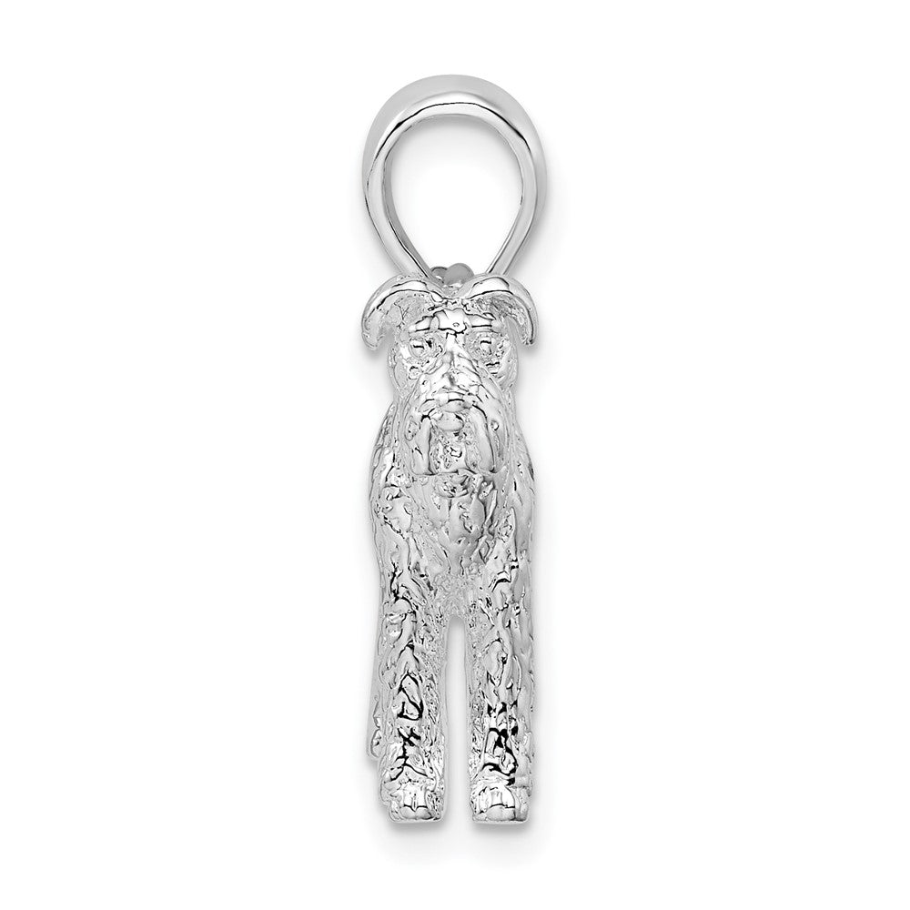 De-Ani Sterling Silver Rhodium-Plated Textured 3D Airedale Terrier Pendant