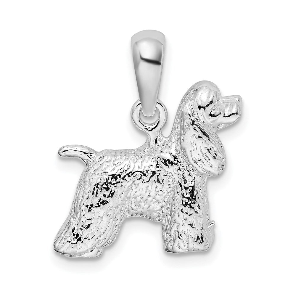 De-Ani Sterling Silver Rhodium-Plated Textured 3D Cocker Spaniel Pendant