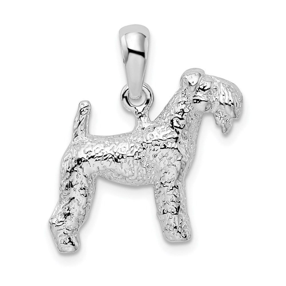 De-Ani Sterling Silver Rhodium-Plated Textured 3D Kerry Blue Terrier Pendant