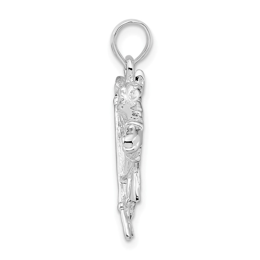 De-Ani Sterling Silver Rhodium-Plated Horse Head with Crop and Horseshoe Pendant