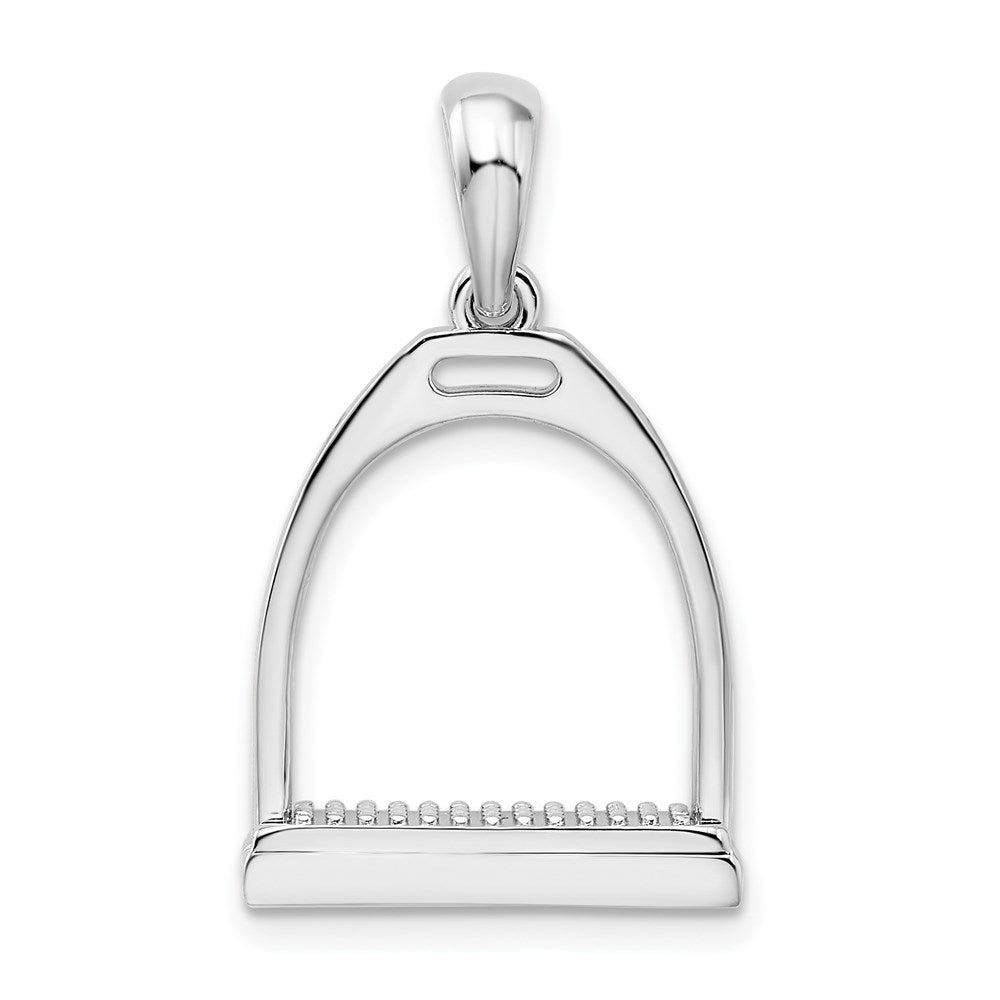 De-Ani Sterling Silver Rhodium-plated Polished 3D Large Horse Stirrup Pendant