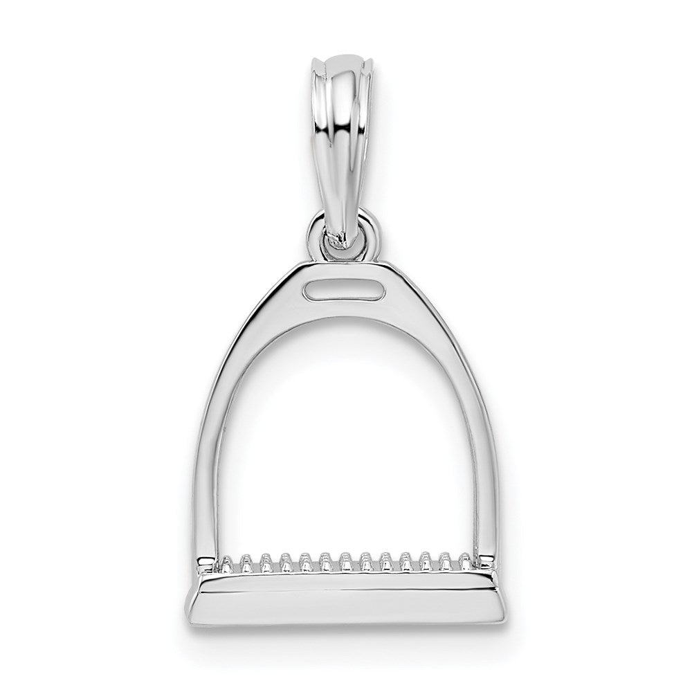 De-Ani Sterling Silver Rhodium-plated Polished 3D Horse Stirrup Pendant