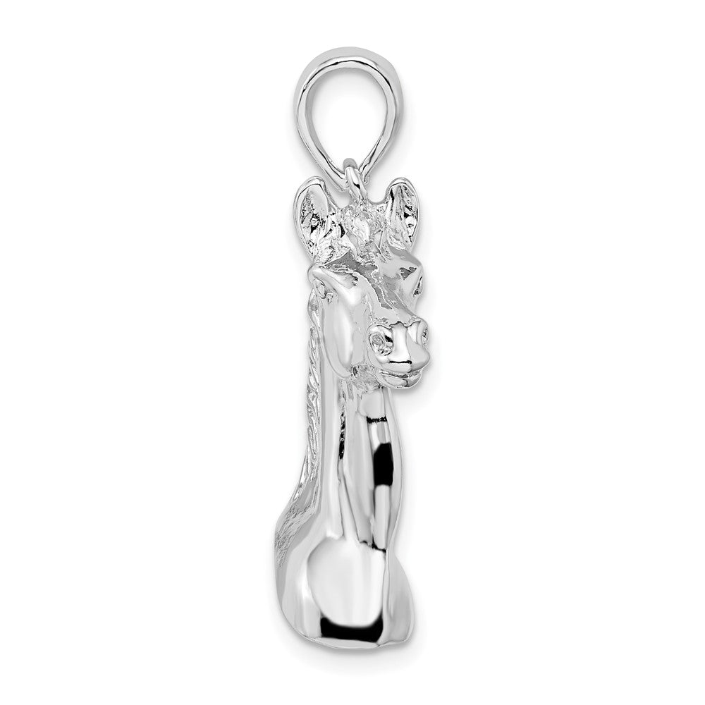 De-Ani Sterling Silver Rhodium-Plated Polished 3D Horse Head Pendant