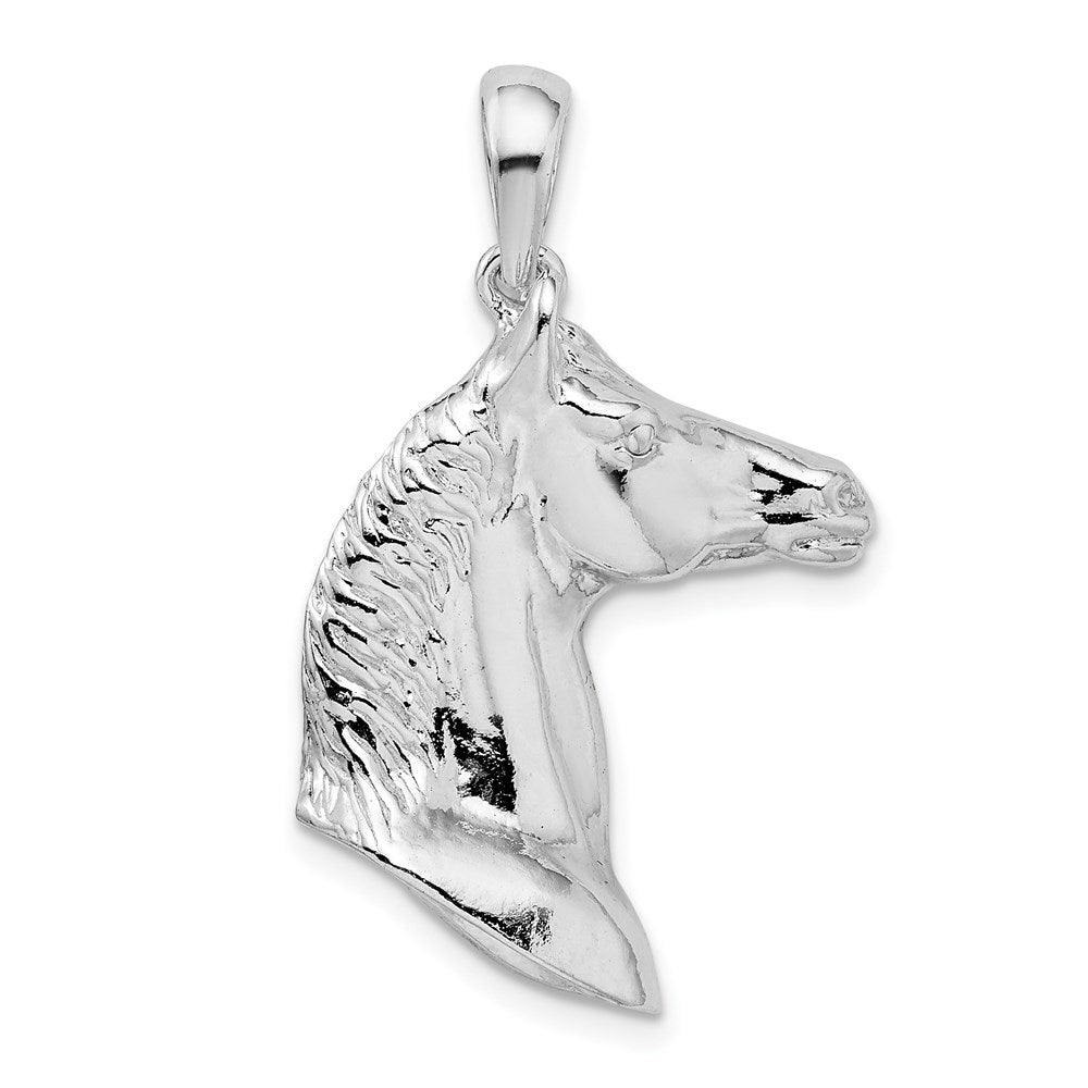 De-Ani Sterling Silver Rhodium-Plated Polished 3D Horse Head Pendant