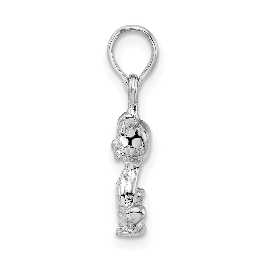 De-Ani Sterling Silver Rhodium-Plated Polished 3D Mini Sitting Cat Pendant