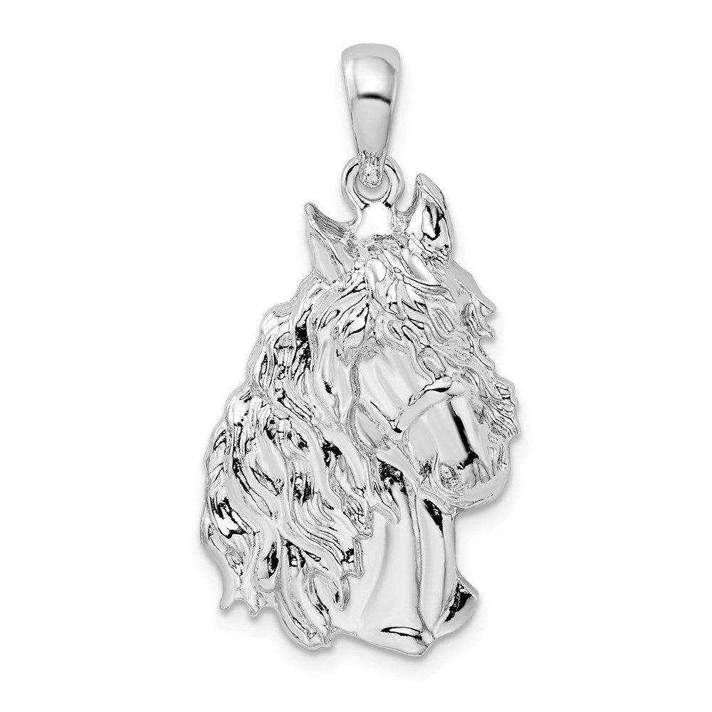 De-Ani Sterling Silver Rhodium-Plated Polished Horse Head Pendant