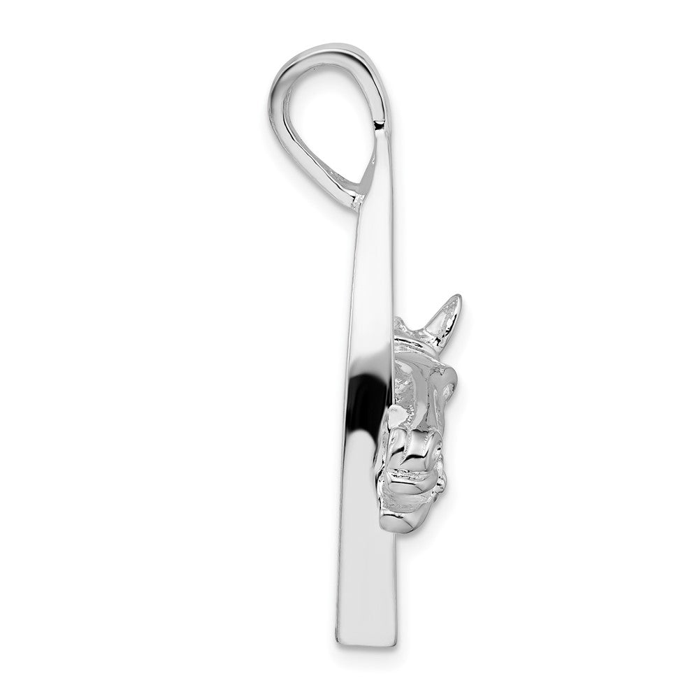 De-Ani Sterling Silver Rhodium-Plated Polished Horse Head with Stirrup Pendant