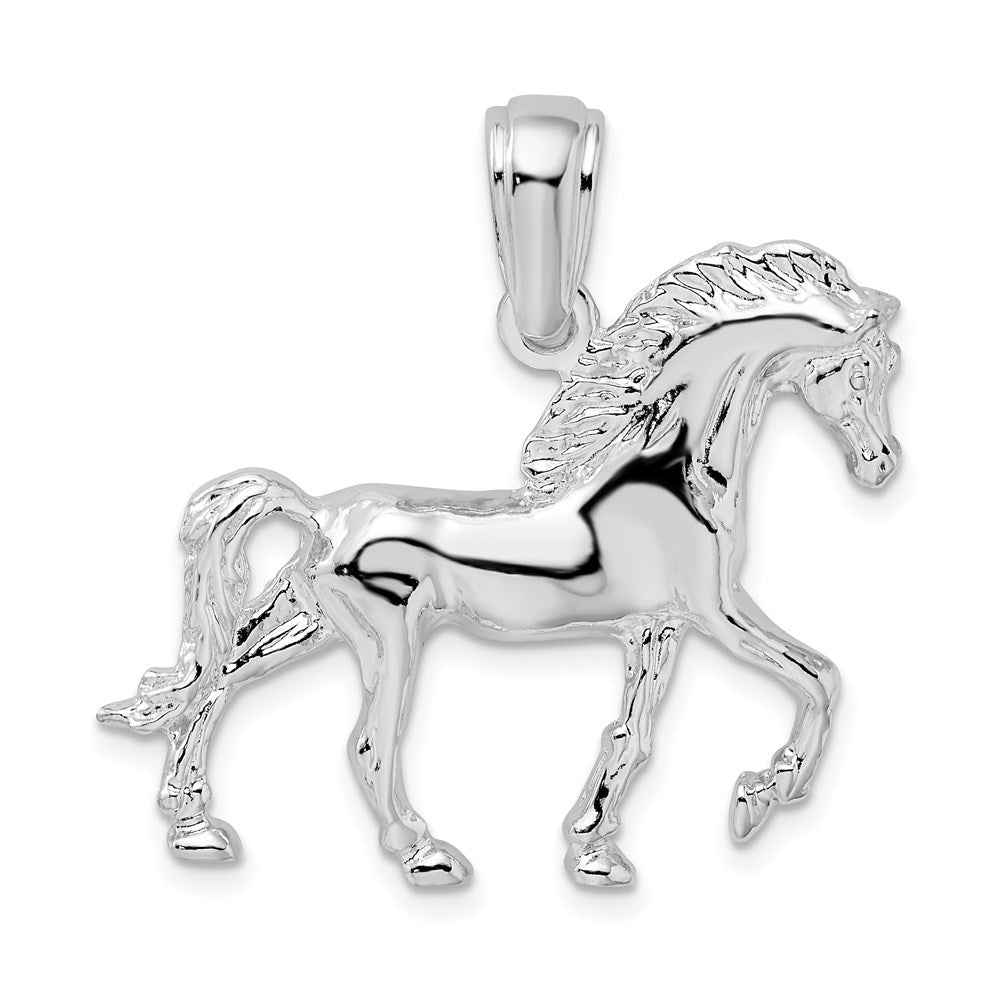 De-Ani Sterling Silver Rhodium-Plated Polished Walking Horse Pendant