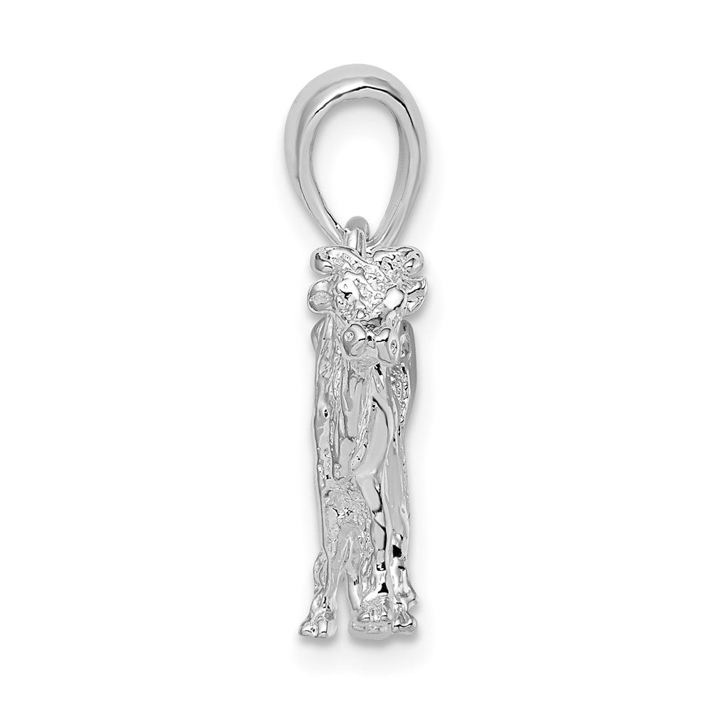 De-Ani Sterling Silver Rhodium-Plated Polished 3D Cow Pendant