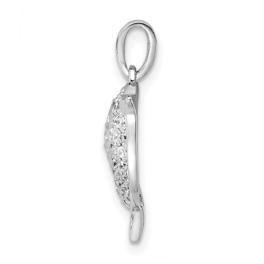 Sterling Silver Rhodium-plated CZ Bird Pendant