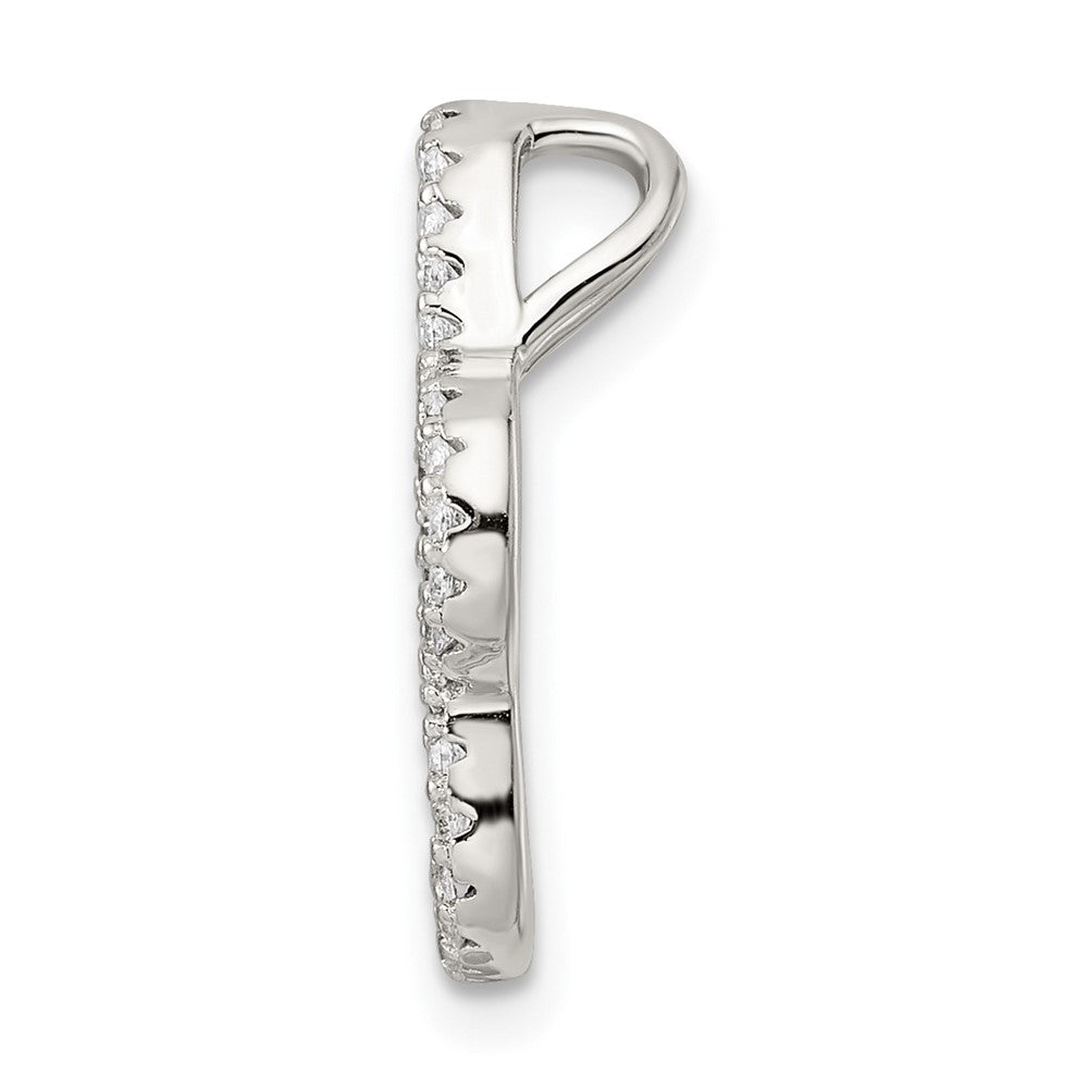 Sterling Silver Rhodium-plated Polished Black and Clear CZ Paw Print Chain Slide