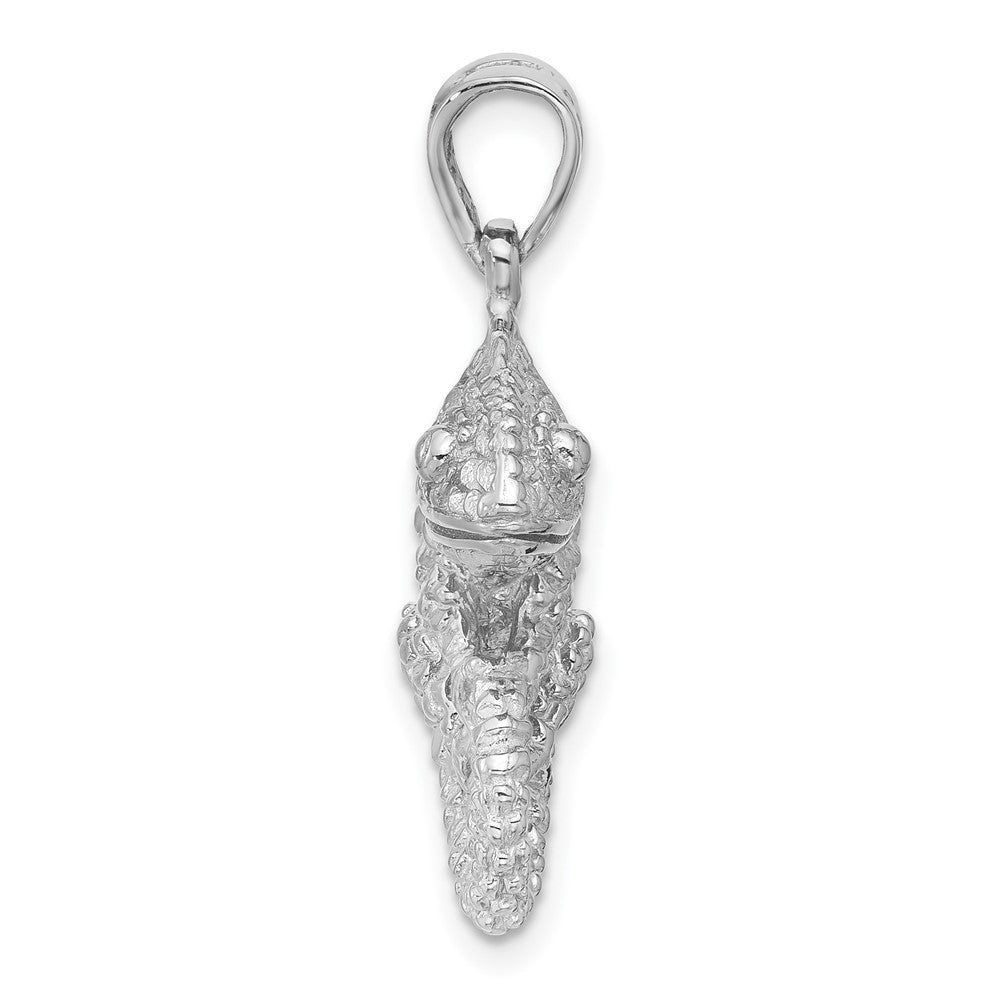 Sterling Silver Rhodium-plated Polished and Textured 3D Chameleon Pendant