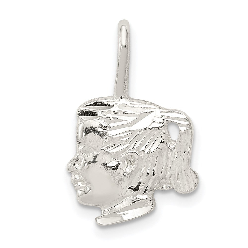 Sterling Silver Girl Head Charm