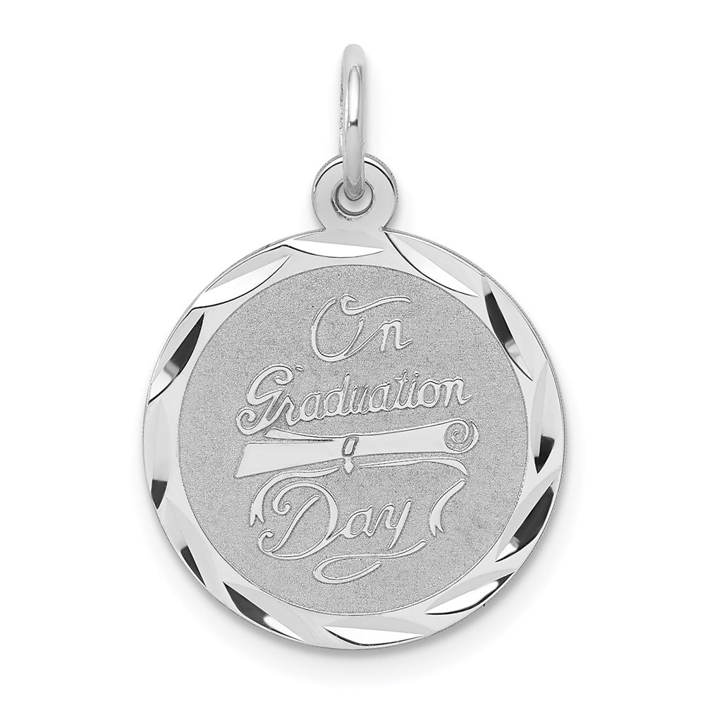 Sterling Silver Rhodium-plated On Graduation Day Disc Charm