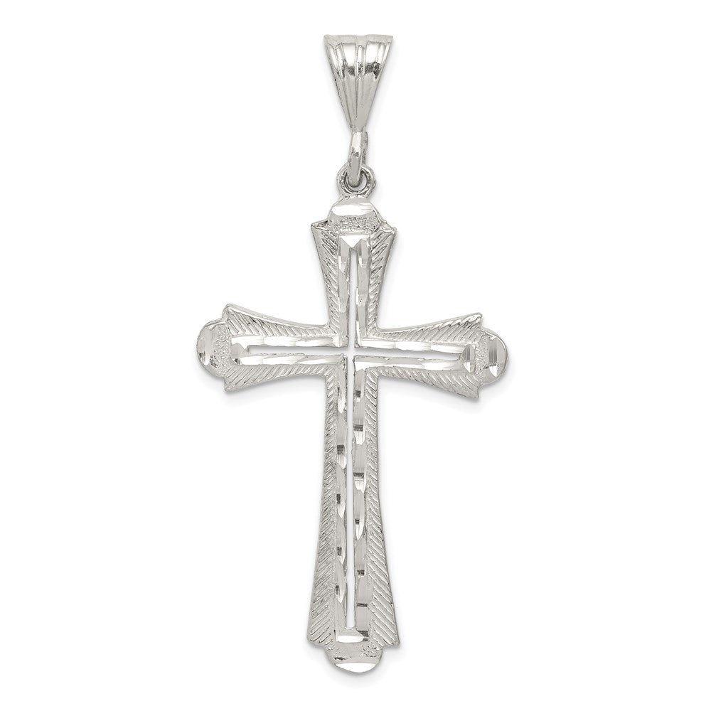 Sterling Silver Diamond -Cut Cross Pendant