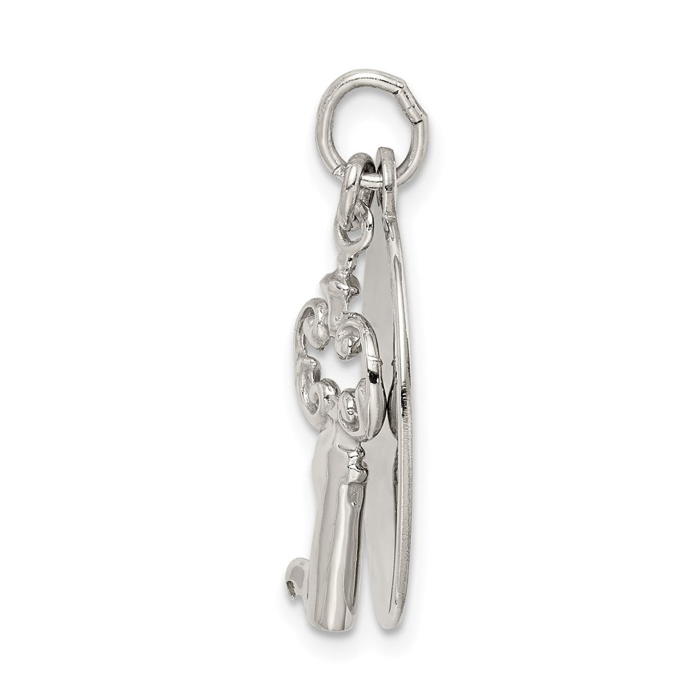 Sterling Silver Rhodium-plated key Charm