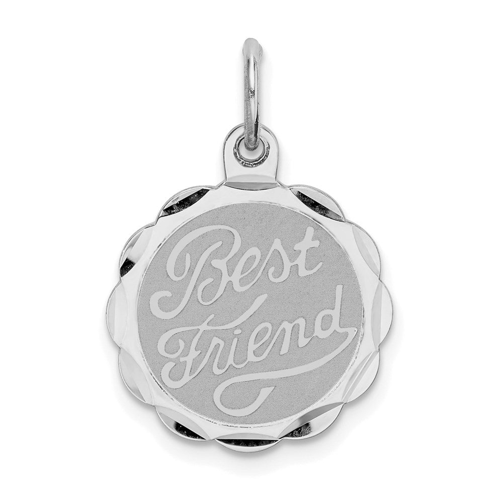 Sterling Silver Rhodium-plated Best Friend Disc Charm