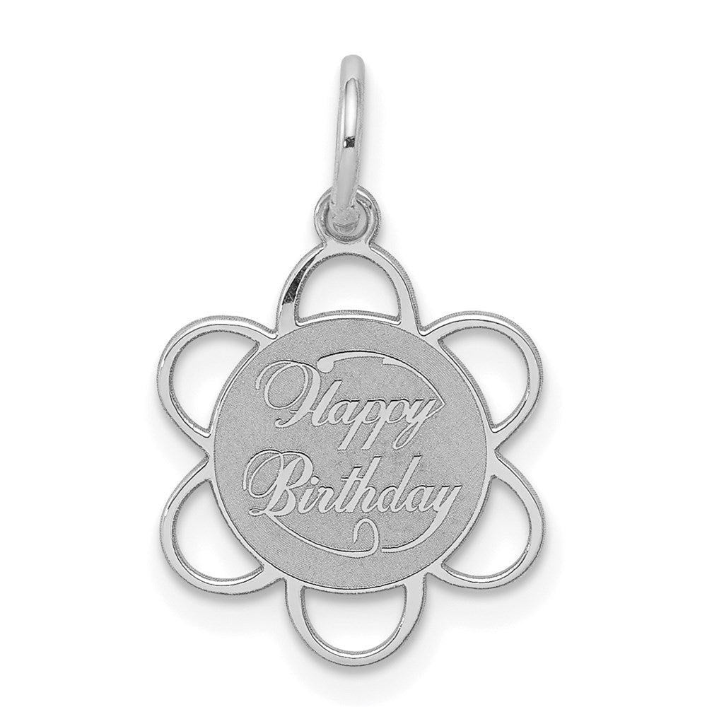 Sterling Silver Rhodium-plated Happy Birthday Disc Charm